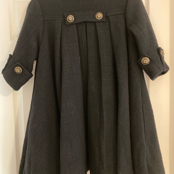 Vintage woman’s swing coat wool blend  brass/black glass stones made in USA - Picture 2 of 14